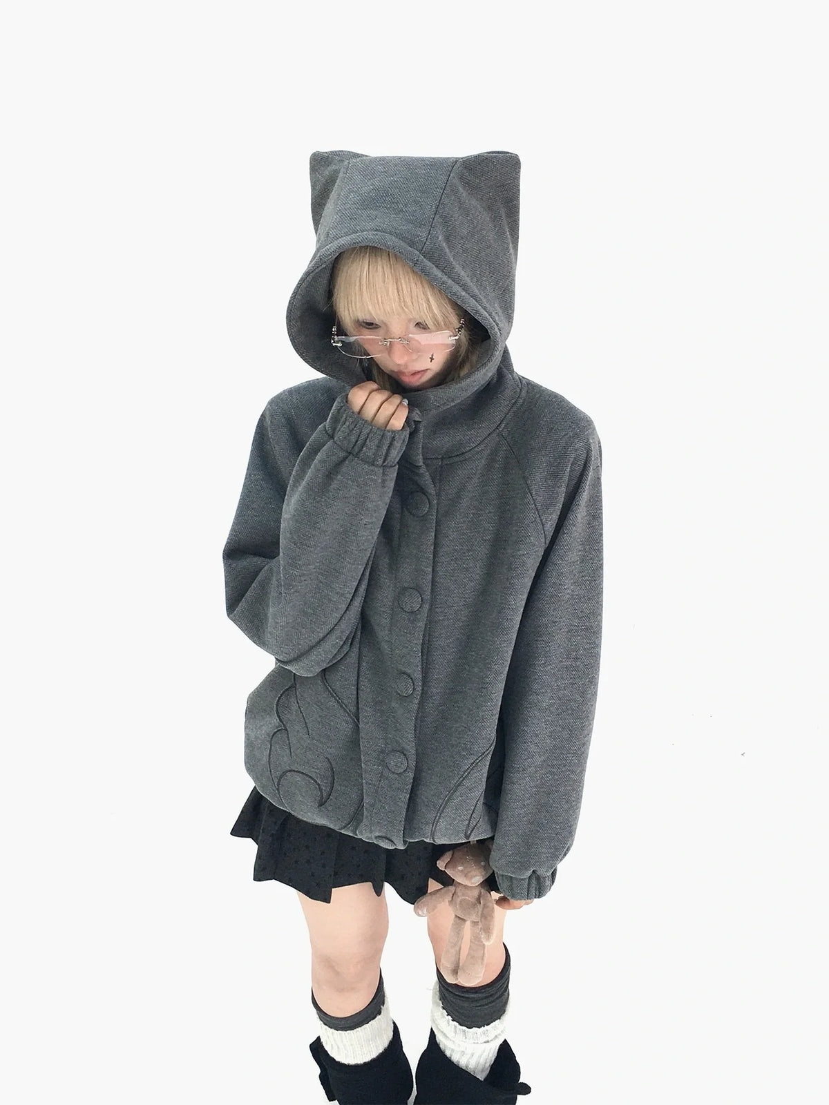 Cat Ear Wing Pocket Hooded Jacket oliviroa オリヴィオラ