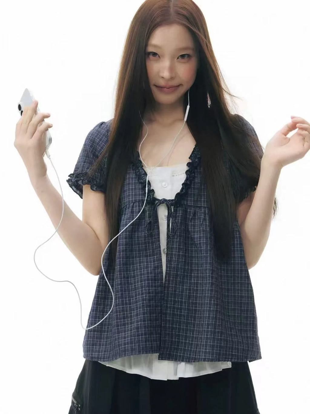Contrast Plaid Shirt oliviroa オリヴィオラ