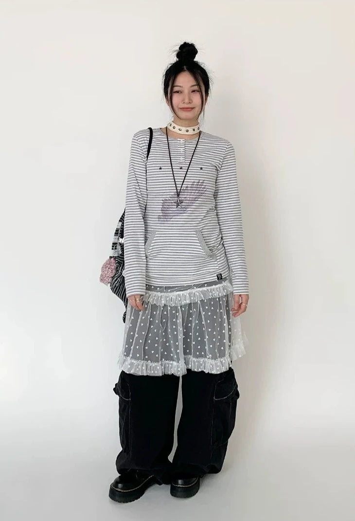 Snow Lace Dot Ruffle Layered Skirt OL2301