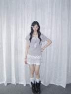 Polka Dot Faux Layered Button Tee Y2K OL2330