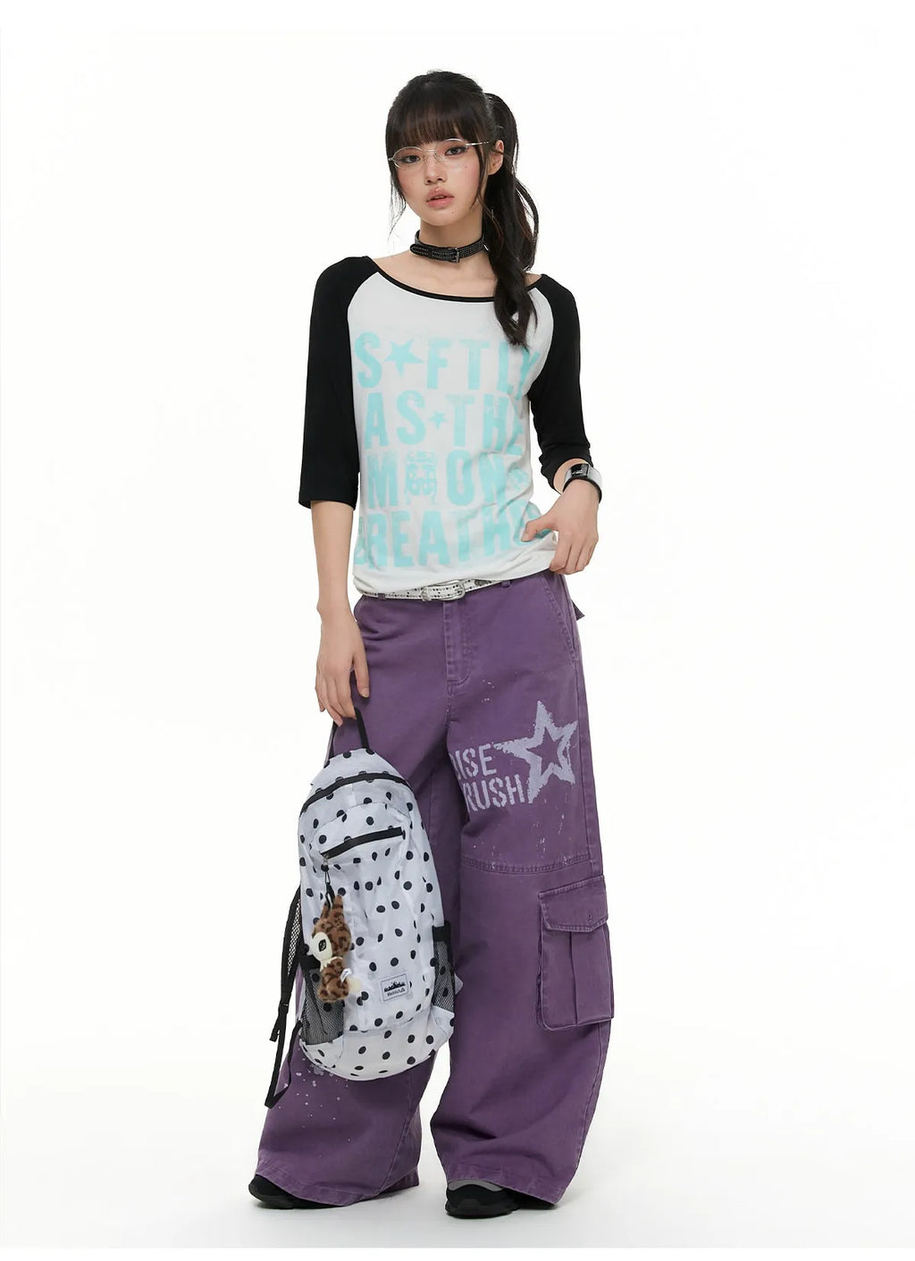 Contrast Raglan Graphic T-Shirt OL2379