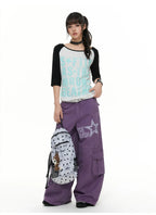 Contrast Raglan Graphic T-Shirt OL2379