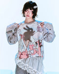 Bunny Shadow Raglan Long Sleeve Tee oliviroa オリヴィオラ