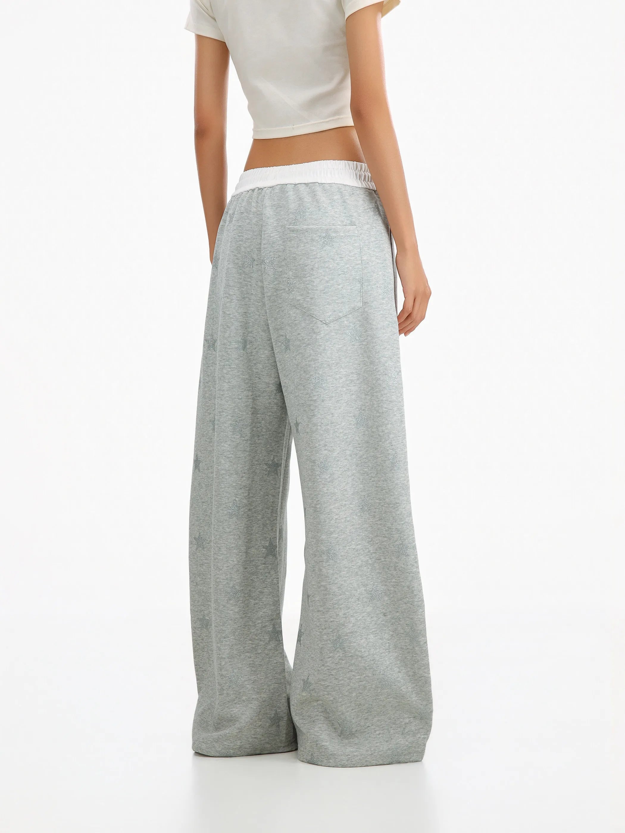Star Print Wide Leg Sweatpants OL2369