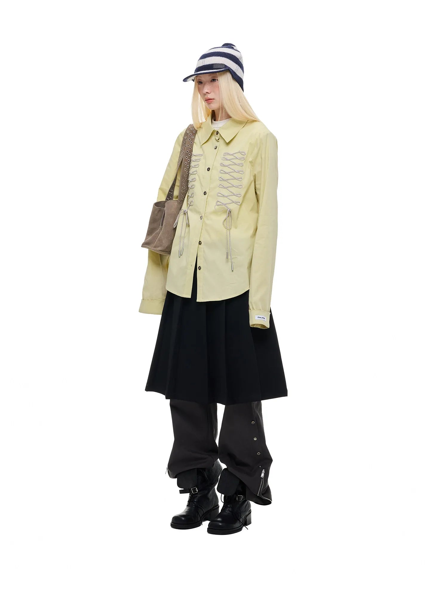 Ribbon Tie Drawstring Shirt OL2377