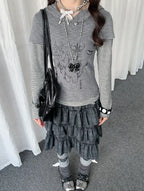 Retro Plaid Layered Ruffle Cake Mini Skirt Y2K OL2333