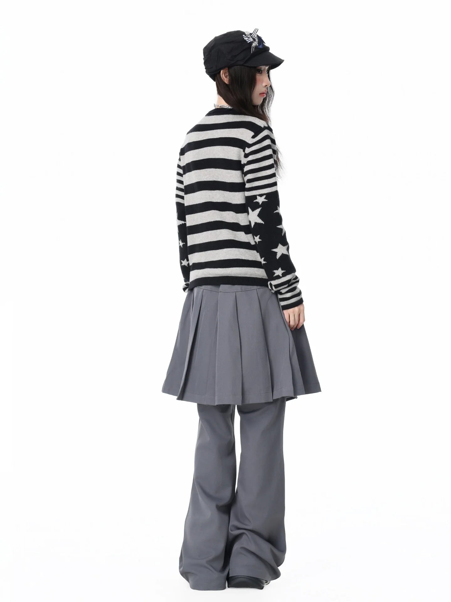 Star Stripe Patchwork Knit Cardigan OL2408