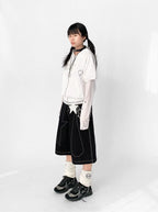 Tears Star Contrast Wide Shorts OL2363