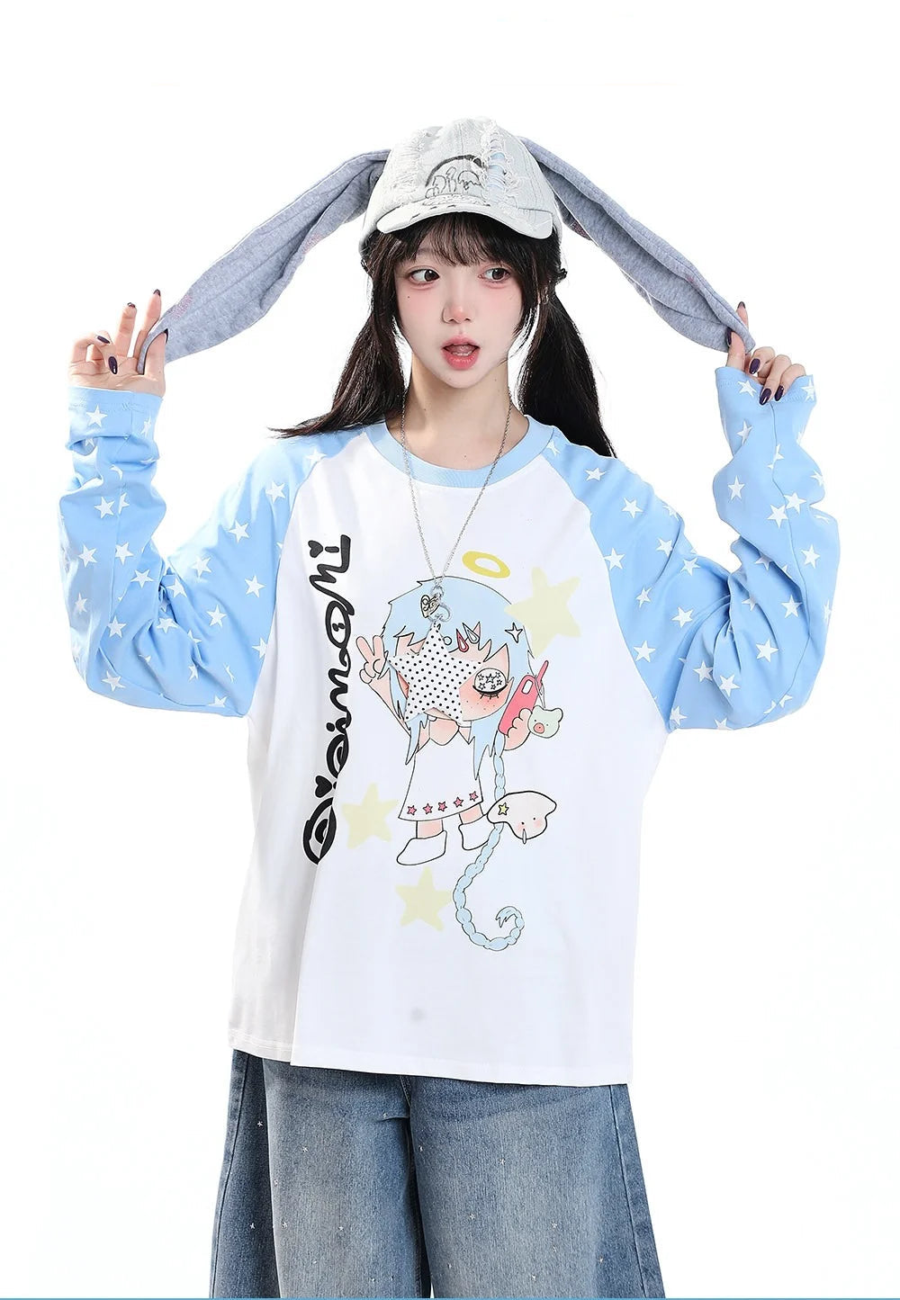 Cartoon Contrast 긴팔 티셔츠 OL2431