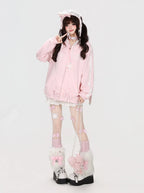 Lace Bunny Ear Bow Hooded Jacket oliviroa オリヴィオラ