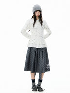 Polka Dot Star 러플 후드 긴팔 티셔츠 OL2406