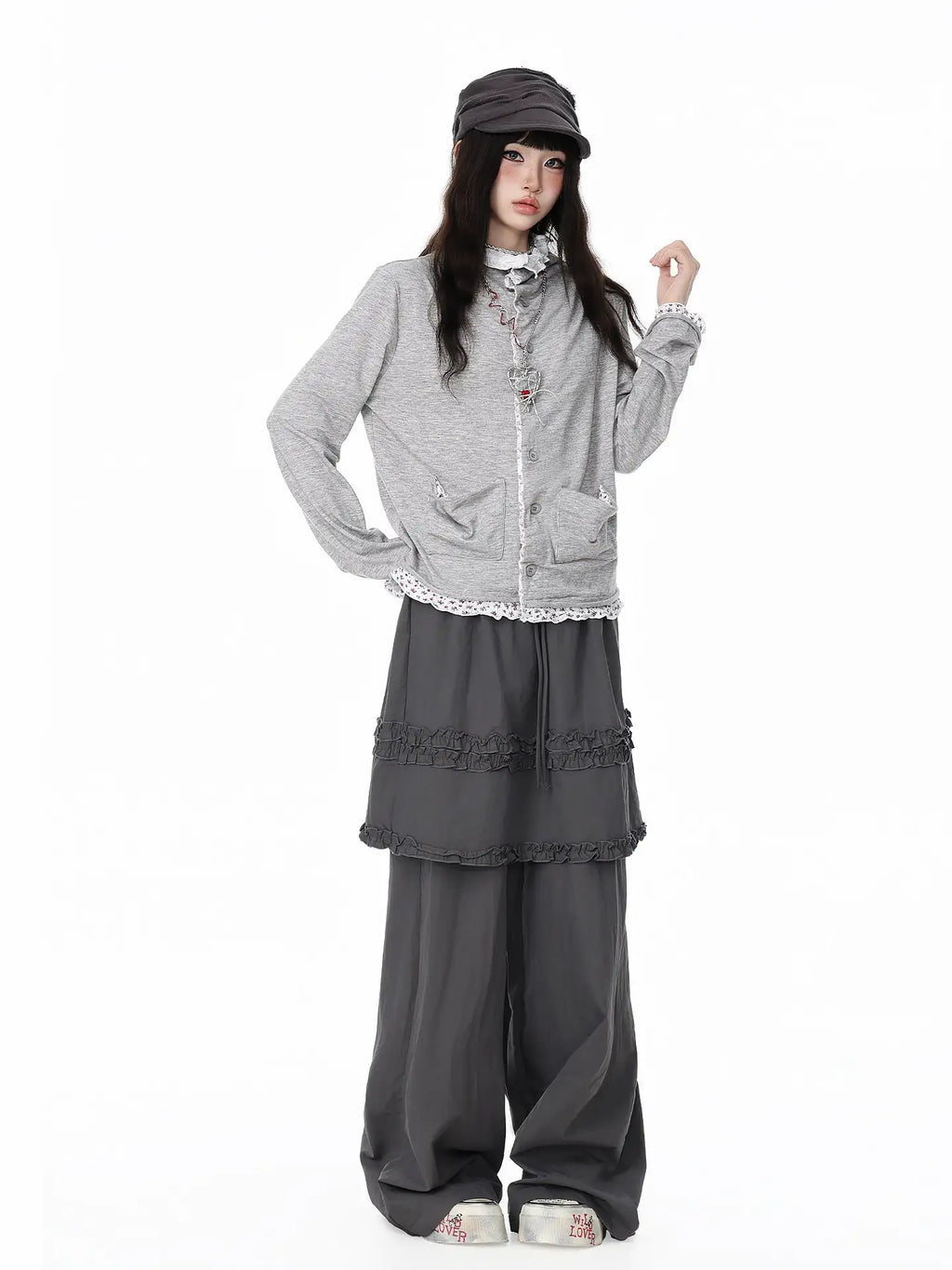 Floral Contrast Collar Button Cardigan OL2414
