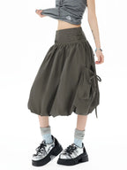 Studded Rhinestone Tie Bubble Skirt OL2410