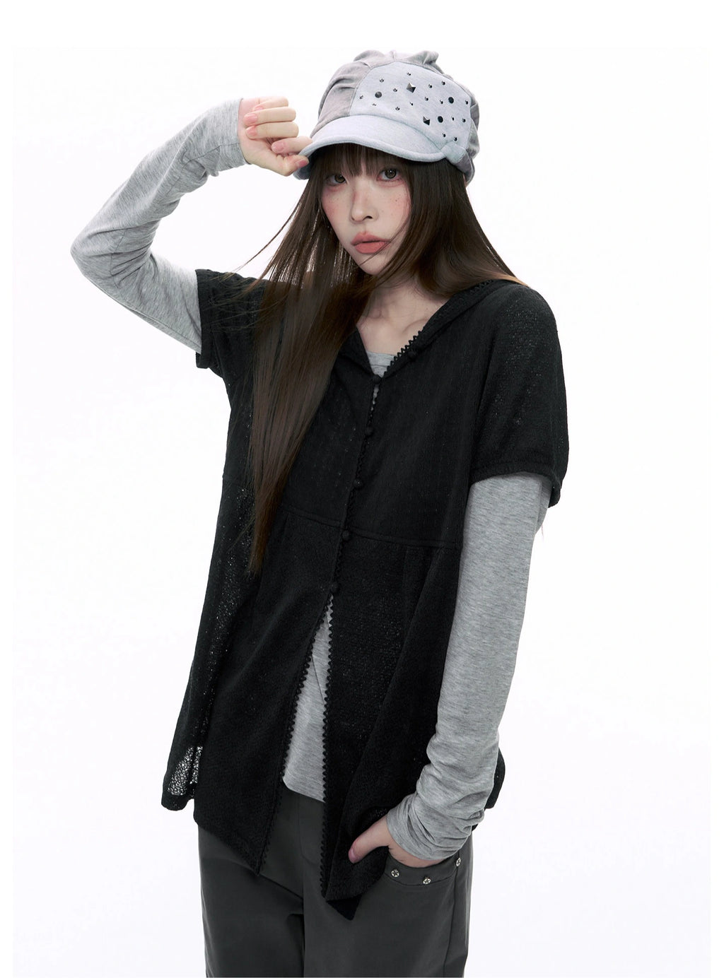 Hooded Puff Sleeve Shirt OL2368