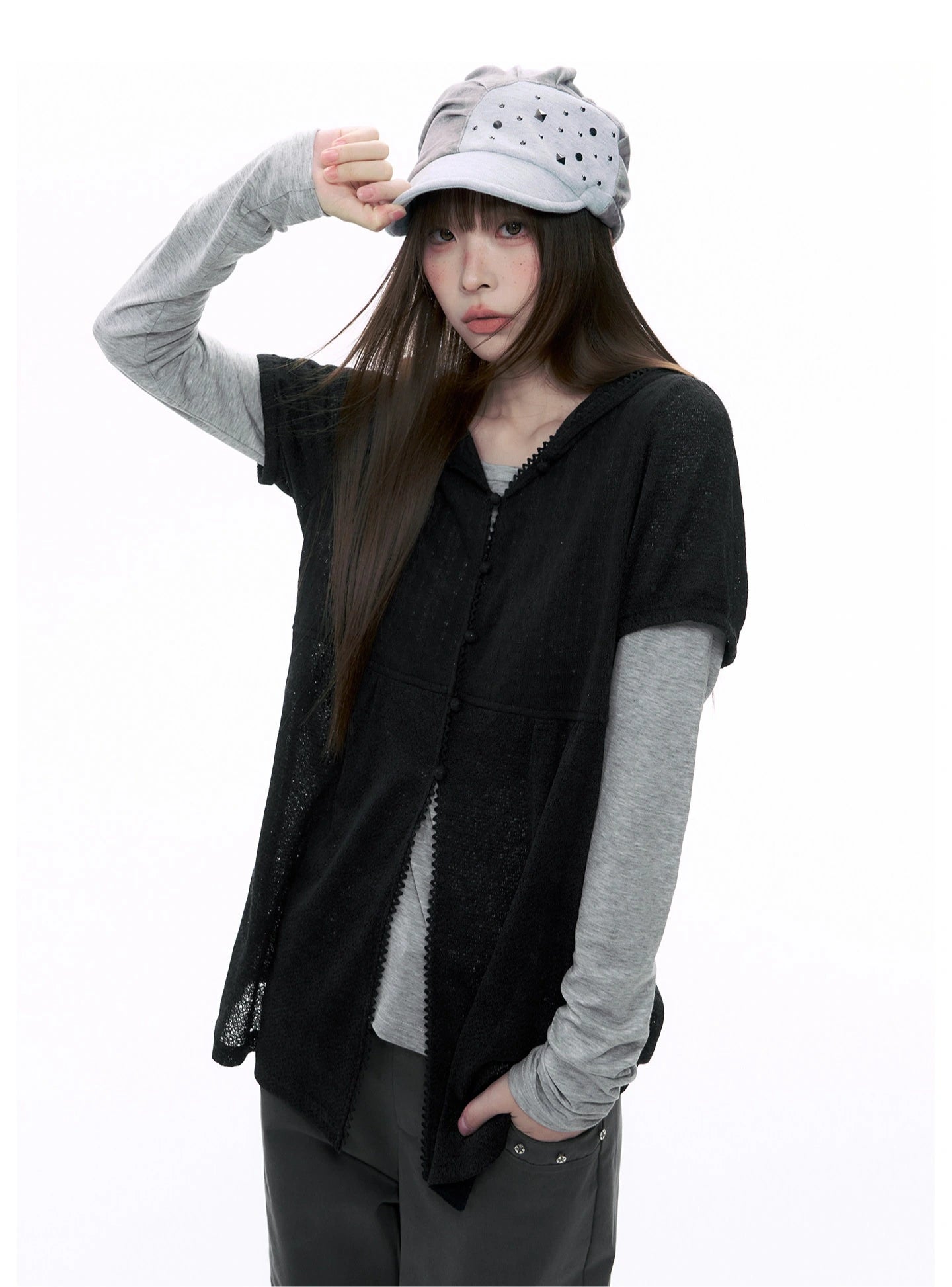 Hooded Puff Sleeve Shirt OL2368