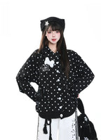Polka Dot Bow Zip Up Hoodie oliviroa オリヴィオラ