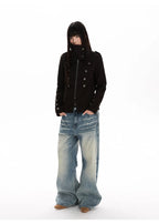 Double Breasted Scarf Collar Cropped Jacket OL2426