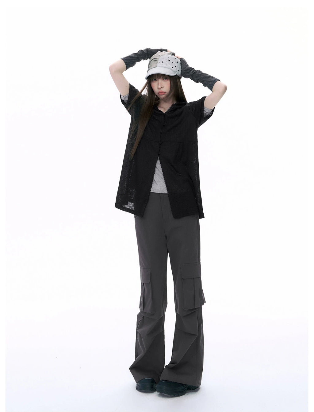 Hooded Puff Sleeve Shirt OL2368
