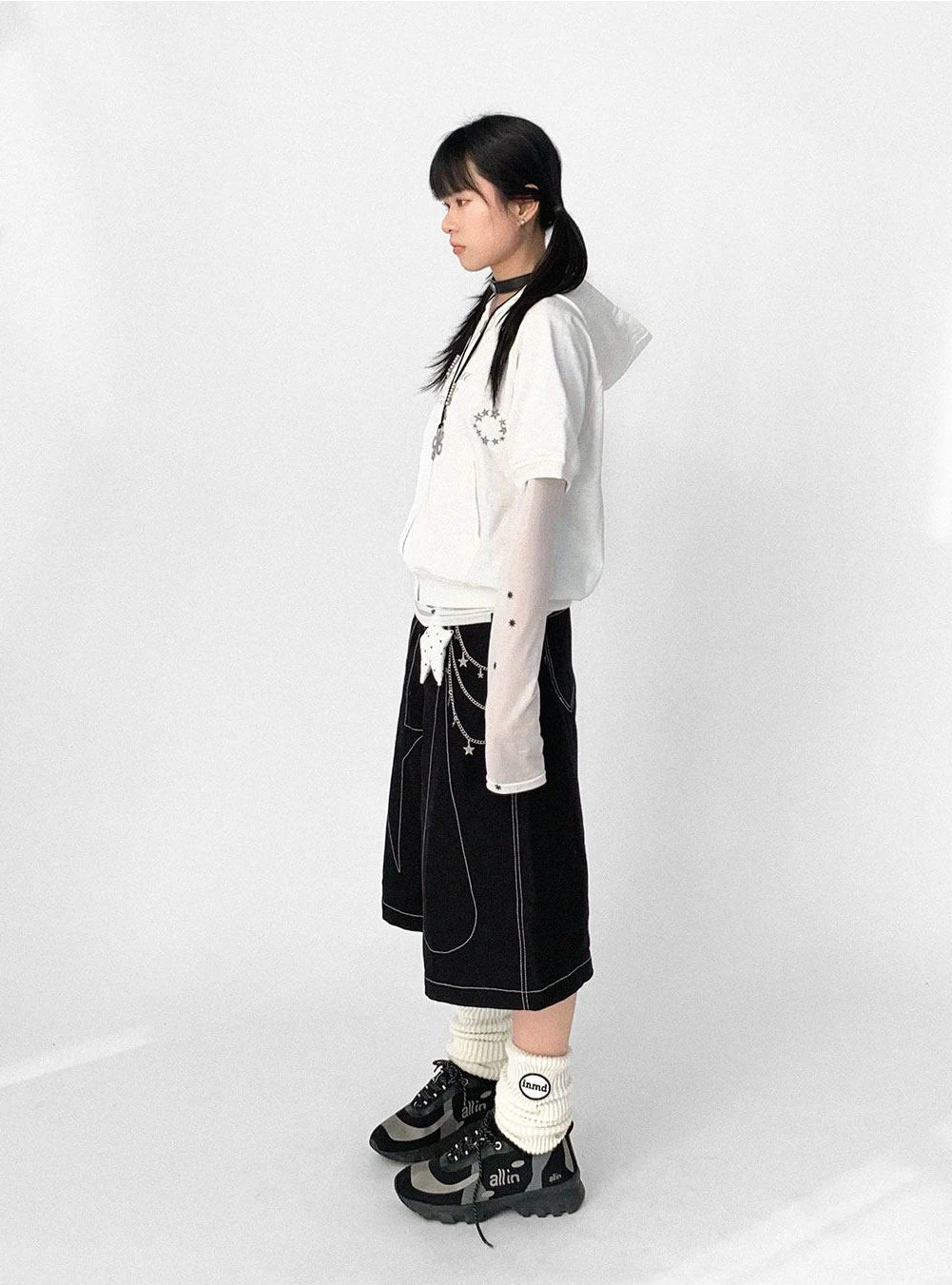 Tears Star Contrast Wide Shorts OL2363