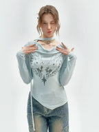 Rabbit Draped Neck Slim Fit Top OL2259