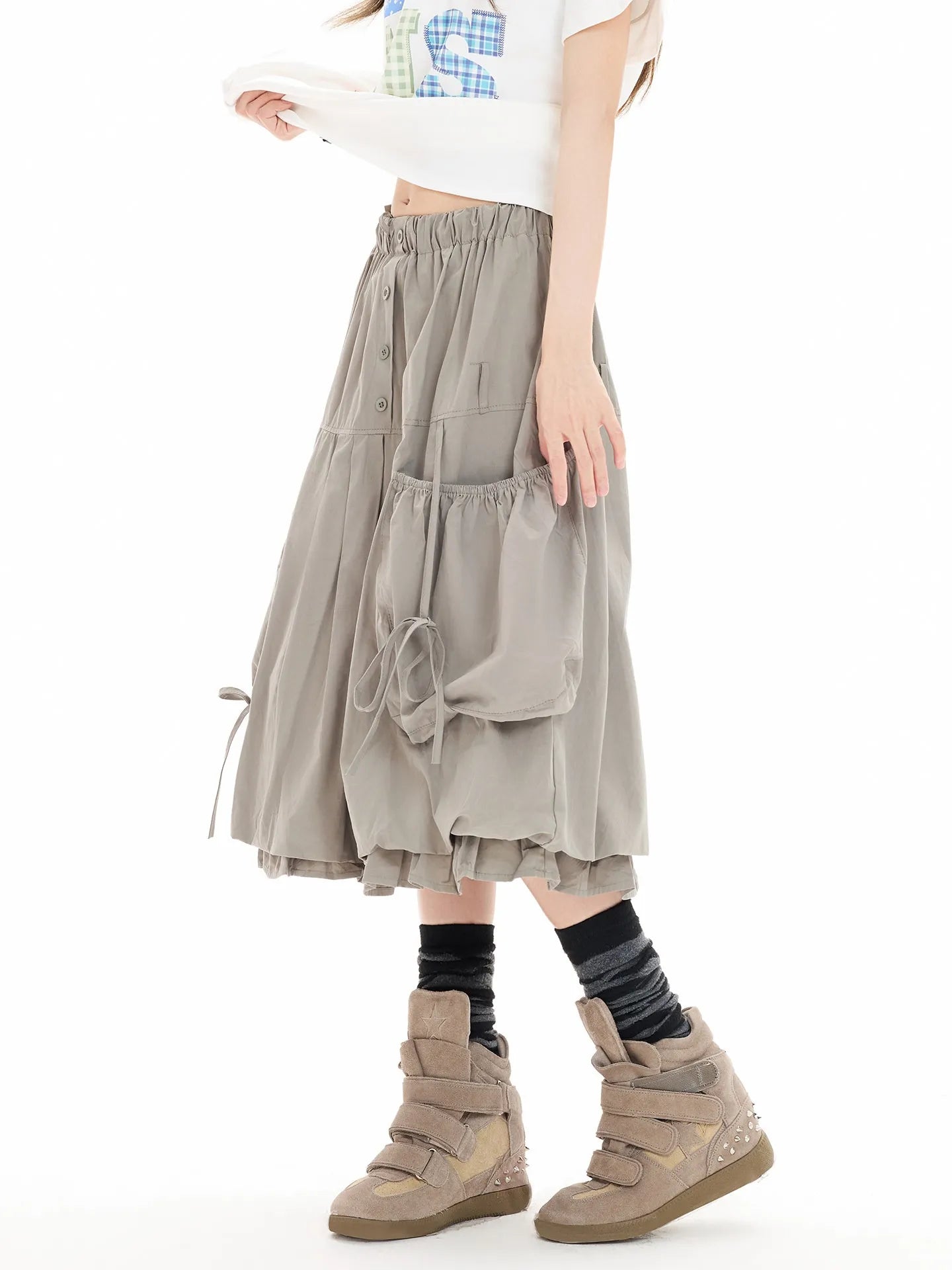 Bow Tie Pocket Bubble Skirt oliviroa オリヴィオラ