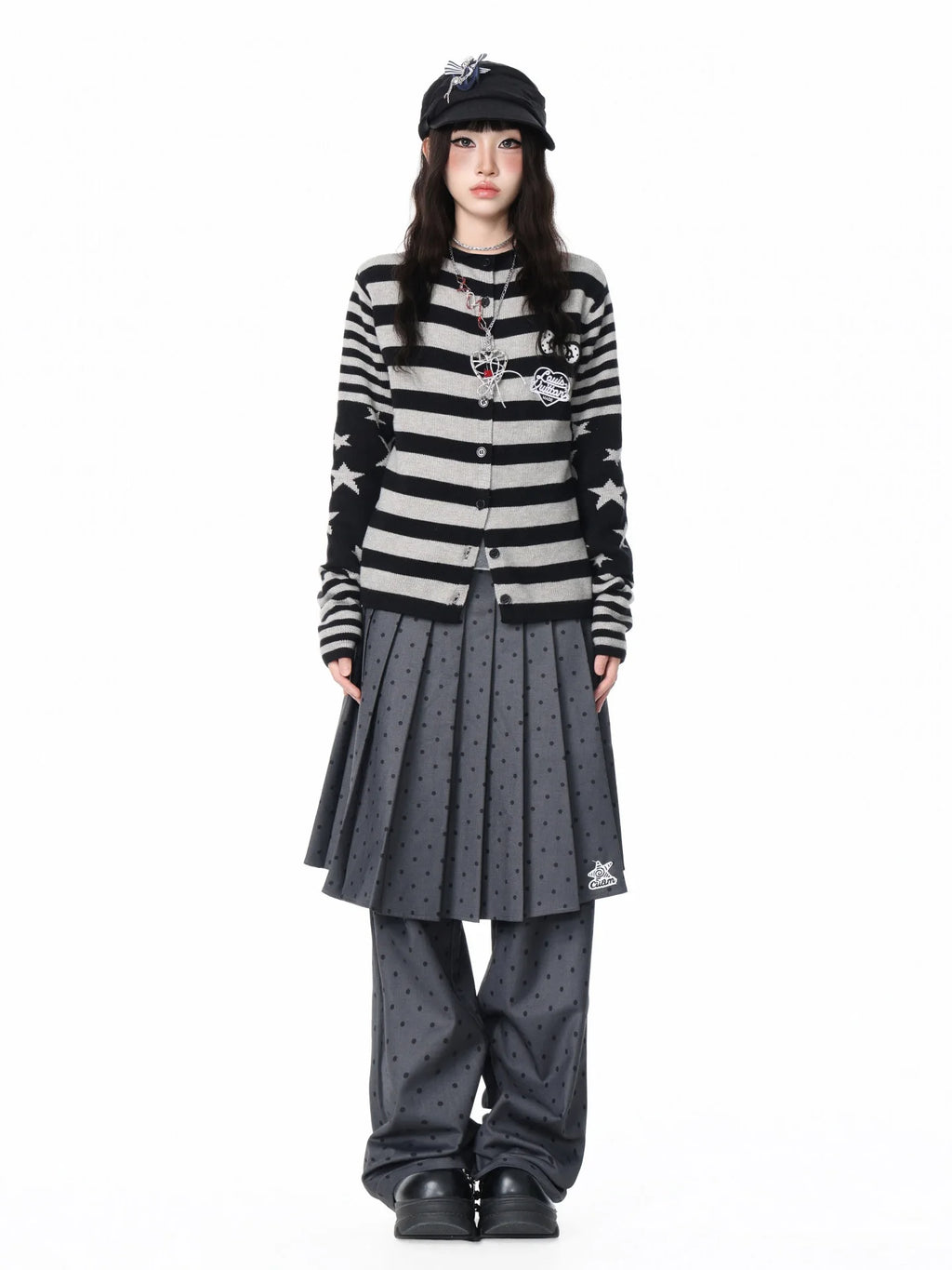 Star Stripe Patchwork Knit Cardigan OL2408