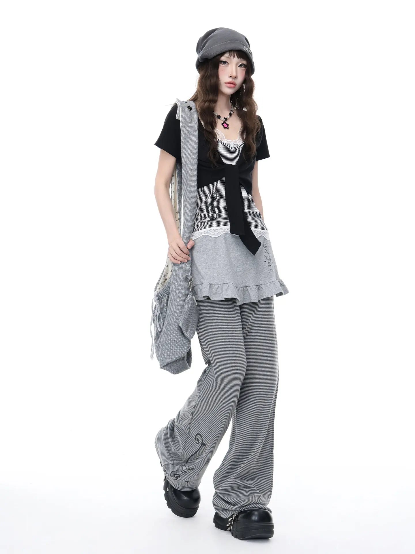 Layered Stripe Flare Pants OL2407