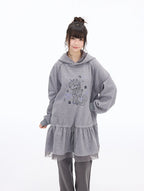Pony Graphic Long Hooded Sweatshirt Dress OL2398