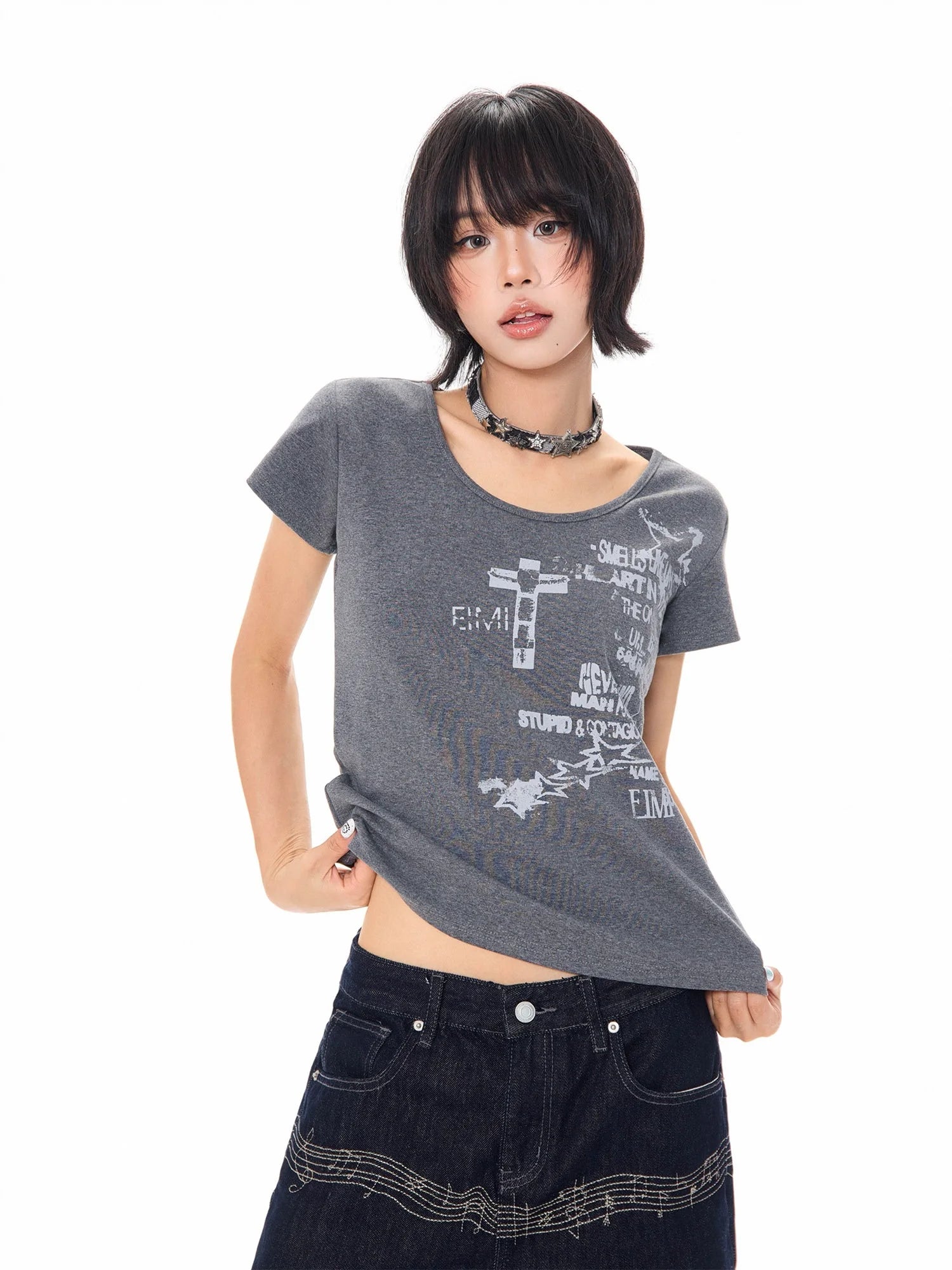 Vintage Letter Print T Shirt OL2339