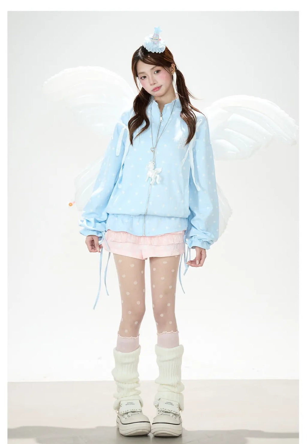 Star Print Zip Up Hoodie OL2375