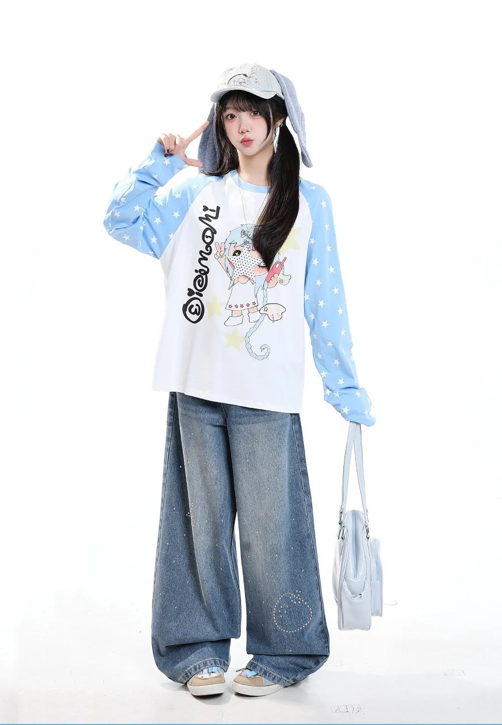 Cartoon Contrast 긴팔 티셔츠 OL2431