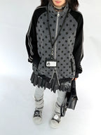Star Print Stand Collar Double Zip Jacket OL2482
