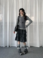 Retro Plaid Layered Ruffle Cake Mini Skirt Y2K OL2333