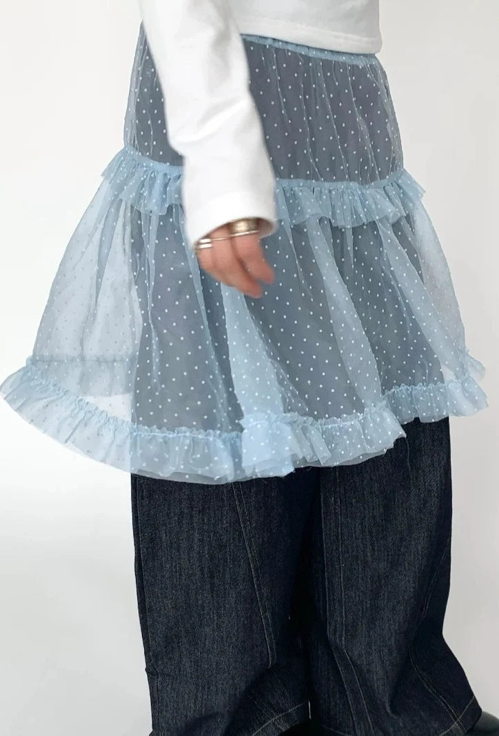 Snow Lace Dot Ruffle Layered Skirt OL2301