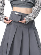 Pleated Skirt Layered Flare Pants OL2412