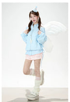 Star Print Zip Up Hoodie OL2375