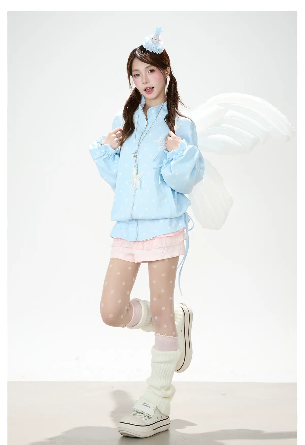 Star Print Zip Up Hoodie OL2375