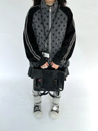 Star Print Stand Collar Double Zip Jacket OL2482