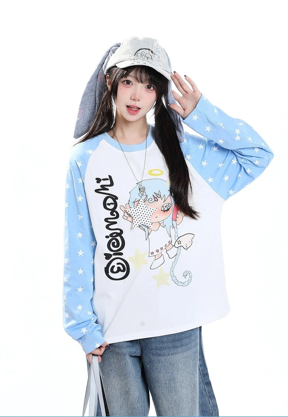 Cartoon Contrast 긴팔 티셔츠 OL2431