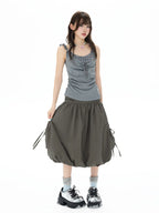 Studded Rhinestone Tie Bubble Skirt OL2410