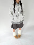 Graphic Plaid Ruffle Jacket OL2383