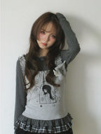 Star Print Layered Slim Long Sleeve Tee oliviroa オリヴィオラ
