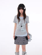 Polka Dot Contrast Layered Tee OL2401