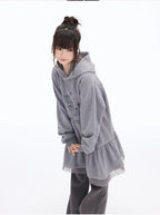 Pony Graphic Long Hooded Sweatshirt Dress OL2398