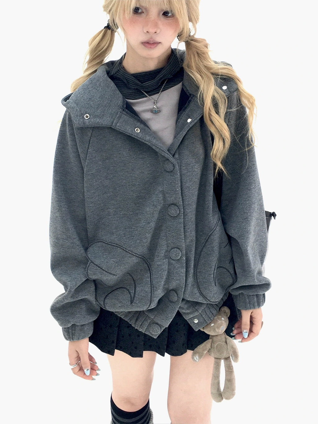 Cat Ear Wing Pocket Hooded Jacket OL2483