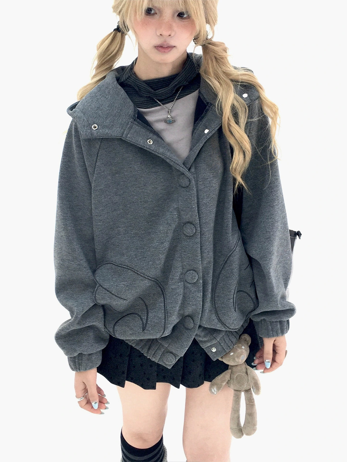 Cat Ear Wing Pocket Hooded Jacket OL2483