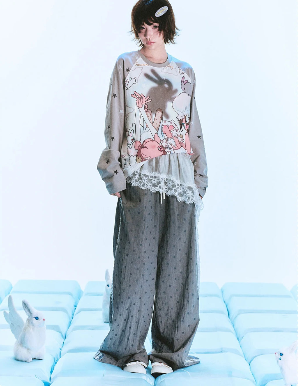Bunny Shadow Raglan Long Sleeve Tee OL2404