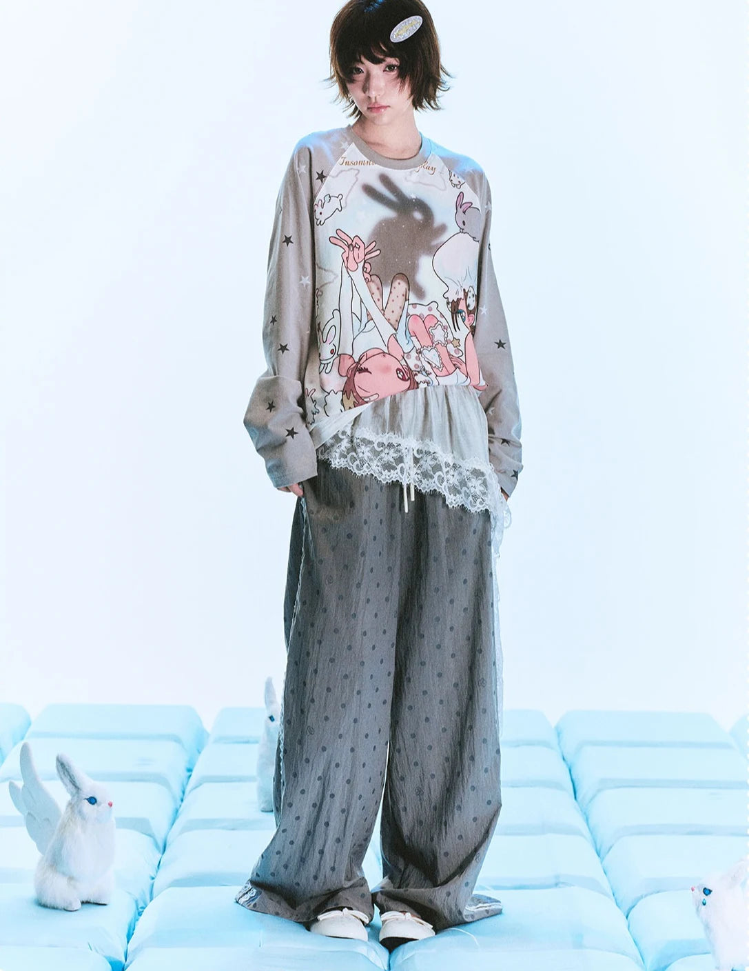 Bunny Shadow Raglan Long Sleeve Tee OL2404