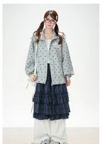Star Print Zip Up Hoodie OL2375