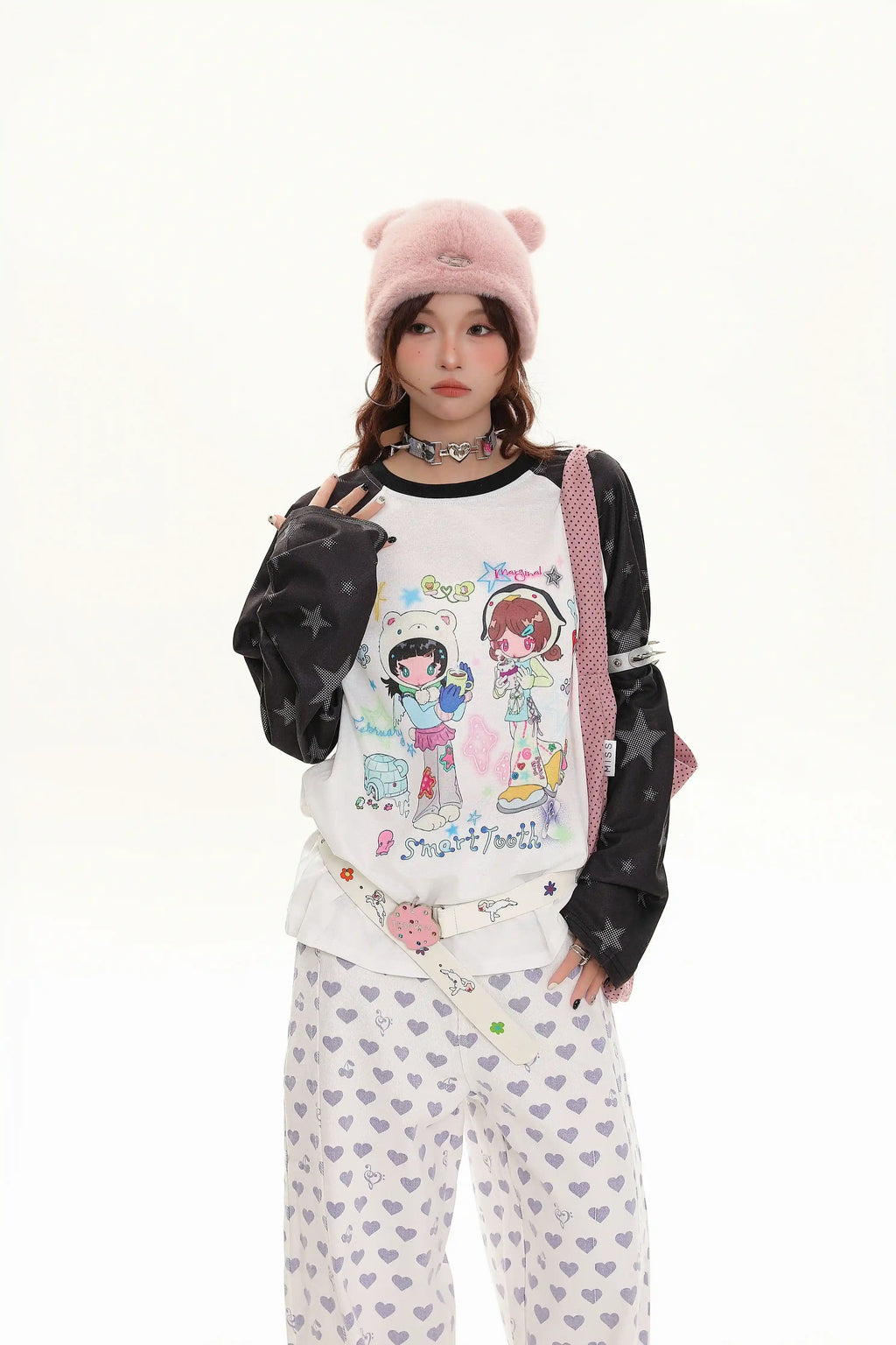 만화 소녀 래글런 긴팔 티 OL2427
